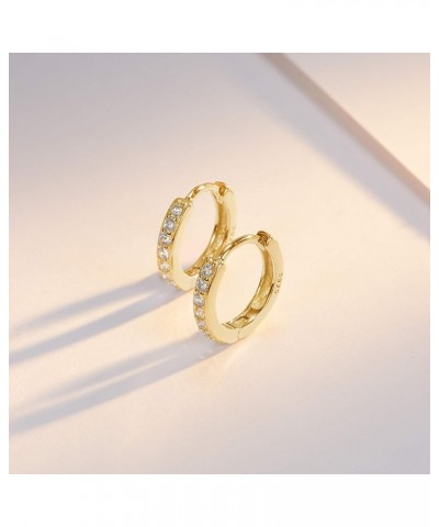 925 Sterling Silver Huggie Hoop Earrings for Women Girls-Tiny Small Cartilage Hoop Earring 04 Gold(8mm) $10.25 Earrings