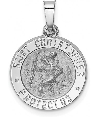 14k White Gold Saint Christopher Medal Necklace Charm Pendant Religious Patron St Fine Jewelry For Women Gifts For Her $90.98...