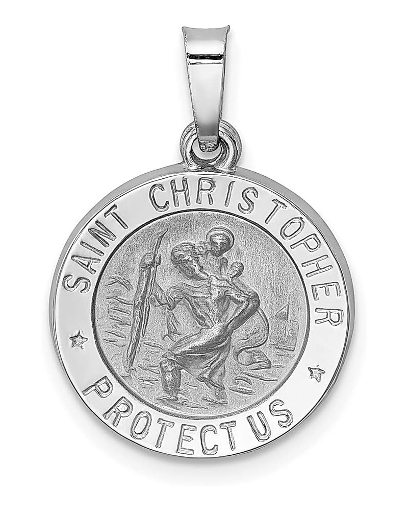 14k White Gold Saint Christopher Medal Necklace Charm Pendant Religious Patron St Fine Jewelry For Women Gifts For Her $90.98...