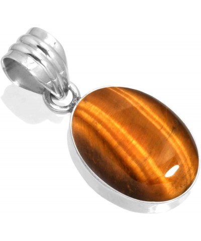 925 Sterling Silver Handmade Pendant for Women 12x16 Oval Gemstone Boho Silver Jewelry for Gift (99531_P) Tiger Eye $18.37 Ne...