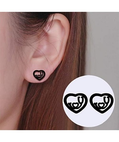 Mini Stethoscope Heart Shaped Stud Earrings for Doctor Nurse rose gold $7.41 Earrings