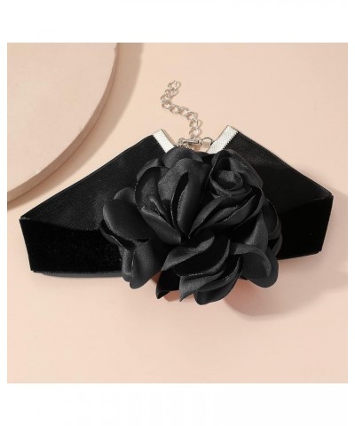 Rose Flower Necklace Bracelet Set for Women Gothic Flower Choker Necklace Rose Flower Bracelet Wedding Halloween Costume Jewe...