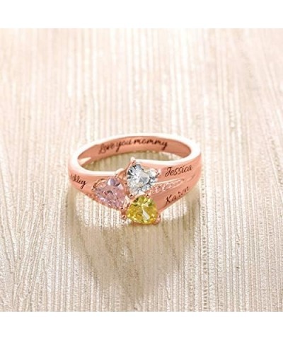 Personalized Name Promise Ring 925 Sterling Silver Heart Birthstone Ring Wedding Band Engagement Ring 2 Name & 3 Name & 4 Nam...