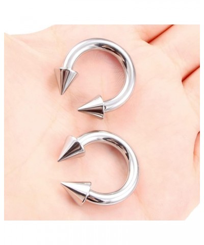 PA Ring Internally Threaded Spike Circular Barbells Horseshoe Large Septum Ring Ear Gauges Earrings 2G 4G 6G 8G 10G 12mm/16mm...