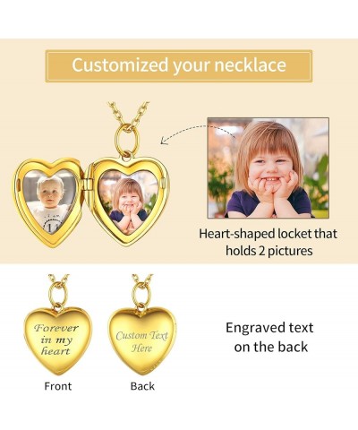 Personalized 925 Sterling Silver Forever in My Heart Locket Necklace That Holds Pictures Custom Photo Locket Necklace for Wom...