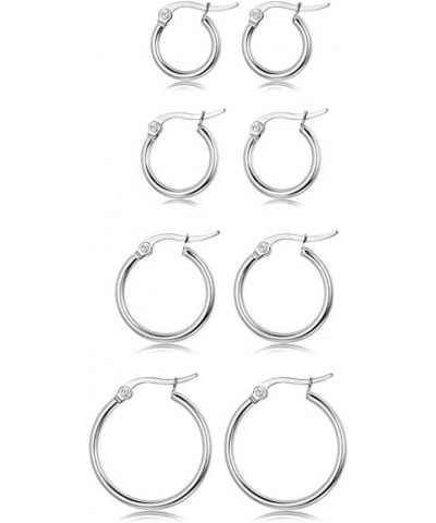 4 Pairs Stainless Steel Round Hoop Cute Huggie Earrings For Women Girls Small Hoop Earring Set(10mm,15mm,20mm,25mm) Gold Tone...