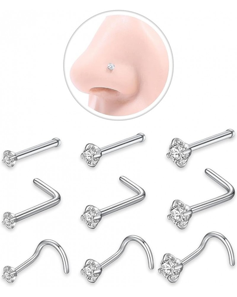 12 Pcs 20G Hypoallergenic 316L Surgical Stainless Steel Nose Rings Hoops Gold Silver Nose Piercings Jewelry L Shape Nose Ring...