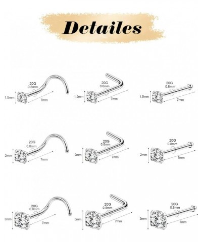 12 Pcs 20G Hypoallergenic 316L Surgical Stainless Steel Nose Rings Hoops Gold Silver Nose Piercings Jewelry L Shape Nose Ring...