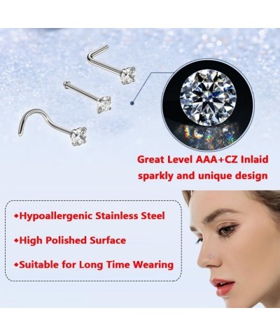 12 Pcs 20G Hypoallergenic 316L Surgical Stainless Steel Nose Rings Hoops Gold Silver Nose Piercings Jewelry L Shape Nose Ring...