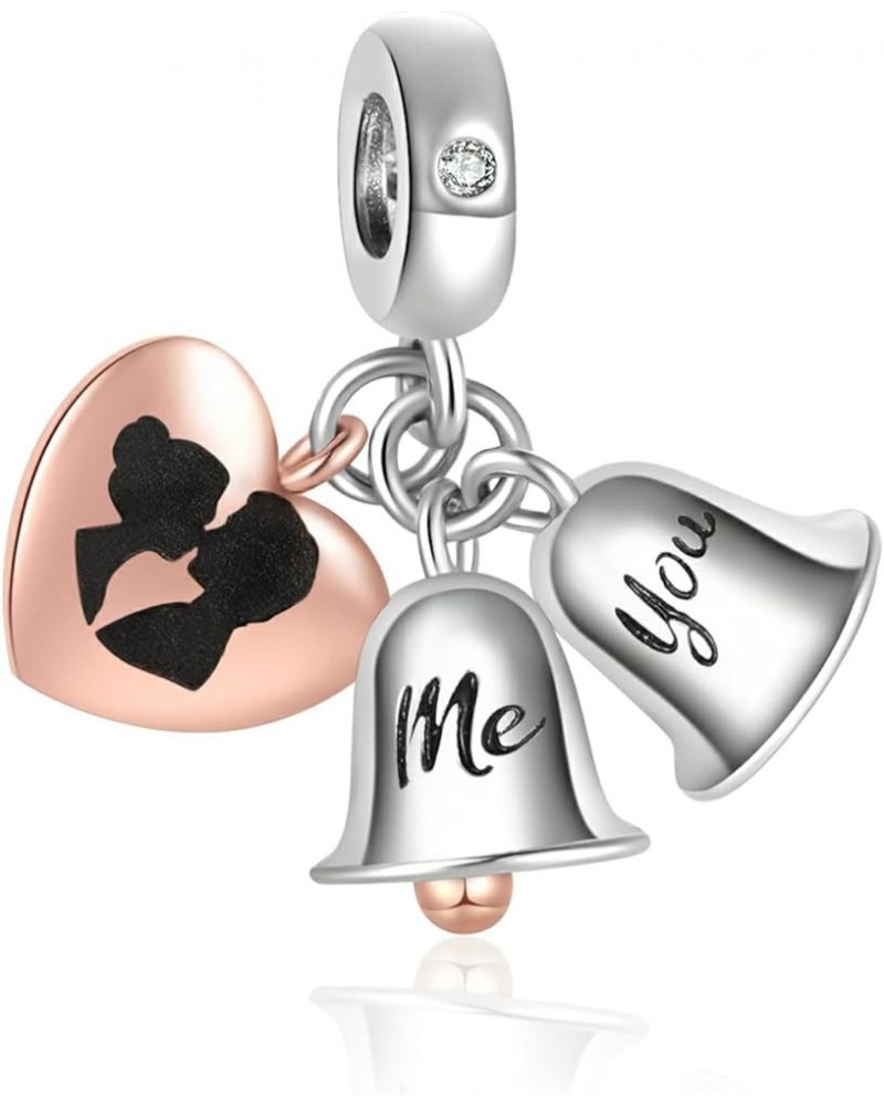 Just Married Bowknot Kissing Couple Charm Compatible with Pandora Charms Bracelets You and Me $8.24 Bracelets