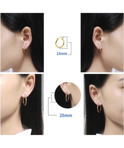 4 Pairs Stainless Steel Round Hoop Cute Huggie Earrings For Women Girls Small Hoop Earring Set(10mm,15mm,20mm,25mm) Gold Tone...