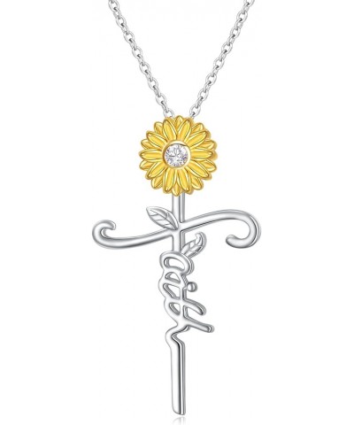 Sunflower Necklace for Women S925 Sterling Silver You Are My Sunshine Cross/Bee/Heart/Infinity/Musical Note/Crystal/Moonstone...