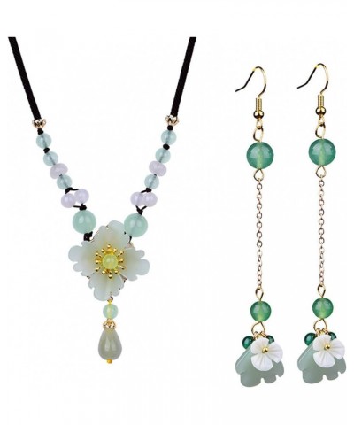 Natural Ladies Jade Earrings and Jade Necklace Set, Suitable for Mother's Day, Easter, Christmas 1 $19.03 Jewelry Sets