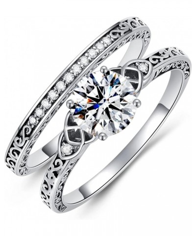 1.13 Carat (ctw) Moissanite Wedding Sets for Women, S925 Sterling Silver Vintage Bridal Sets Wedding Rings for Her 7 $75.38 Sets