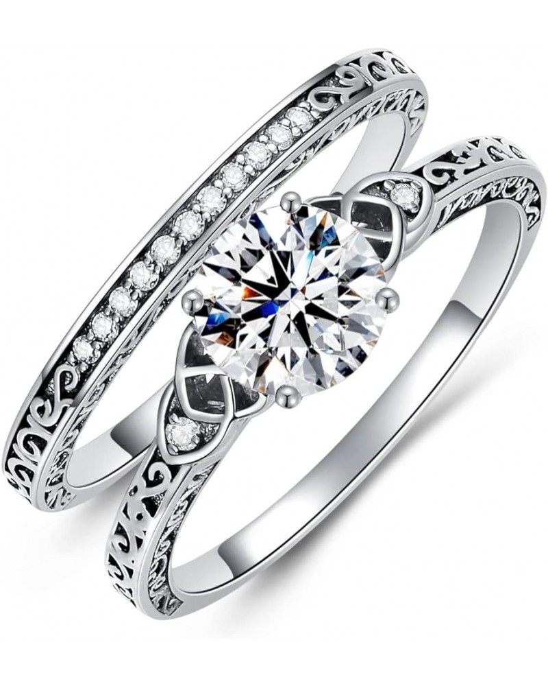 1.13 Carat (ctw) Moissanite Wedding Sets for Women, S925 Sterling Silver Vintage Bridal Sets Wedding Rings for Her 7 $75.38 Sets