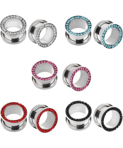 IPINK-10pcs Stainless Steel Screw Flesh Tunnel Ear Plug Expander Stretcher Muliti- colors 8g-9/16 5 Pairs of gauge-00g(10mm) ...