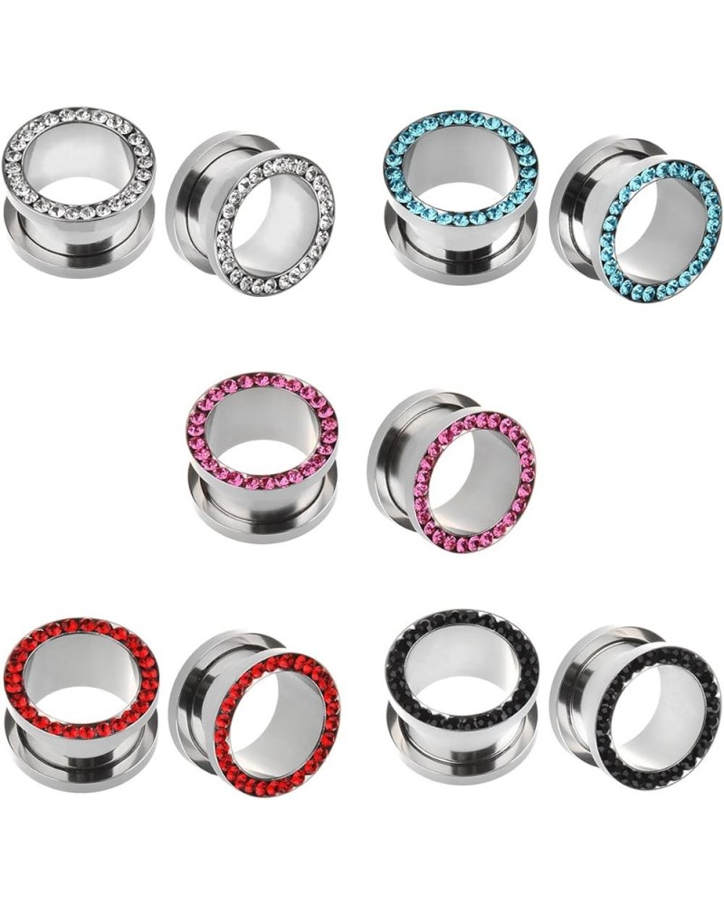 IPINK-10pcs Stainless Steel Screw Flesh Tunnel Ear Plug Expander Stretcher Muliti- colors 8g-9/16 5 Pairs of gauge-00g(10mm) ...