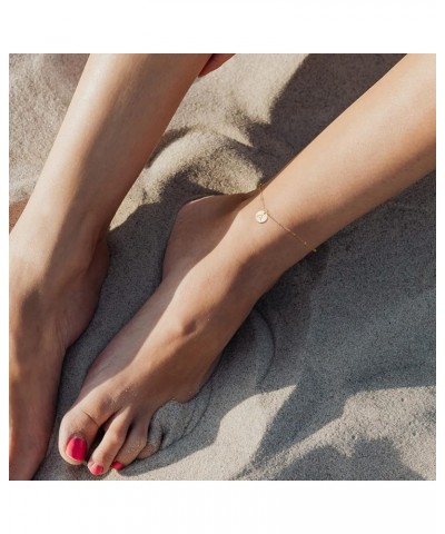 Dainty Gold Beaded Anklets for Women Initial Anklet Bracelets Gold Plated Boho Beach Disc Foot Chain Ankle Bracelet for Women...