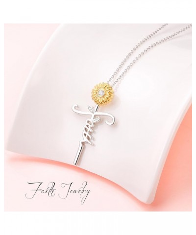 Sunflower Necklace for Women S925 Sterling Silver You Are My Sunshine Cross/Bee/Heart/Infinity/Musical Note/Crystal/Moonstone...