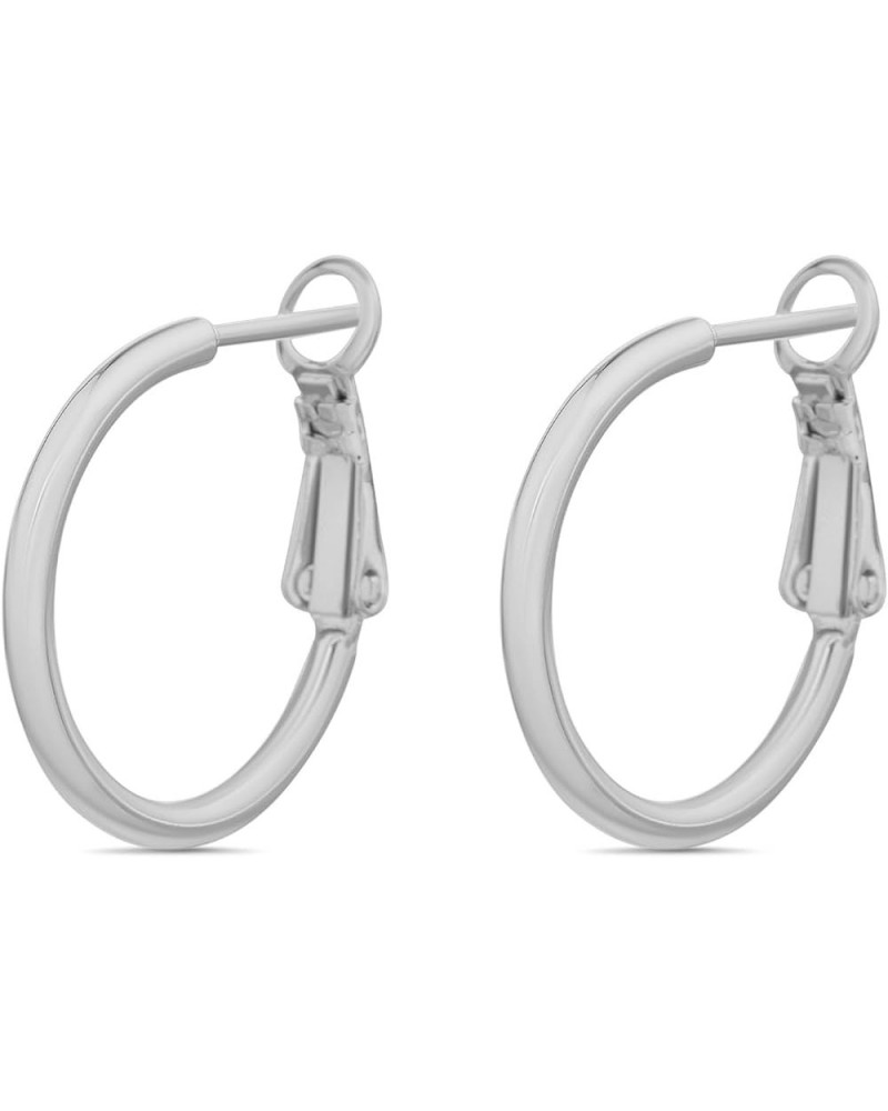 Jewelry 20 mm Small & Lightweight Chunky Hoop Earrings for Women Rhodium Plated (White) $10.61 Earrings