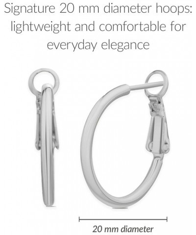 Jewelry 20 mm Small & Lightweight Chunky Hoop Earrings for Women Rhodium Plated (White) $10.61 Earrings