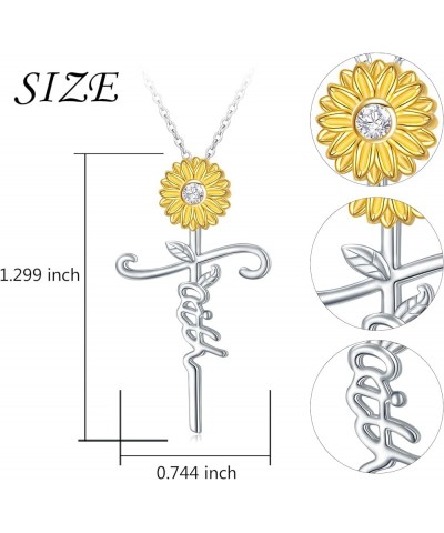 Sunflower Necklace for Women S925 Sterling Silver You Are My Sunshine Cross/Bee/Heart/Infinity/Musical Note/Crystal/Moonstone...