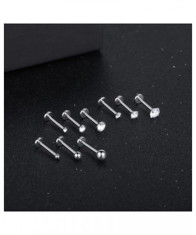 6PCS 20G 18G 16G Threadless Push in Labret Stud for Lip Nose Ear 6/8/10/12mm Threadless Earring Labret Stainless Steel Tragus...