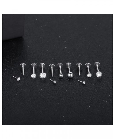 6PCS 20G 18G 16G Threadless Push in Labret Stud for Lip Nose Ear 6/8/10/12mm Threadless Earring Labret Stainless Steel Tragus...