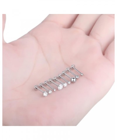 6PCS 20G 18G 16G Threadless Push in Labret Stud for Lip Nose Ear 6/8/10/12mm Threadless Earring Labret Stainless Steel Tragus...