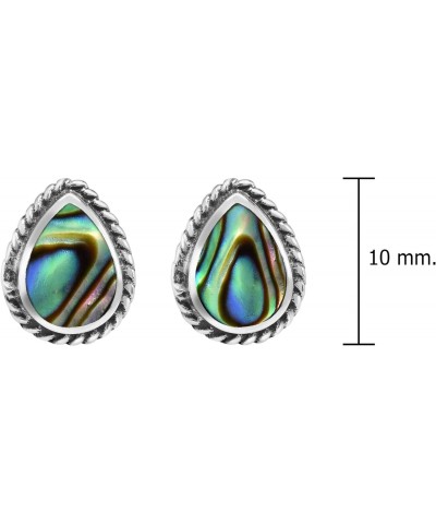 Vintage Framed Teardrop Abalone Shell .925 Sterling Silver Post Earrings $9.12 Earrings