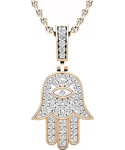 0.25 Carat (ctw) Round White Diamond Ladies Small Hamsa Hand of Fatima Charm Pendant 1/4 CT Rose Gold 10K $234.40 Pendants