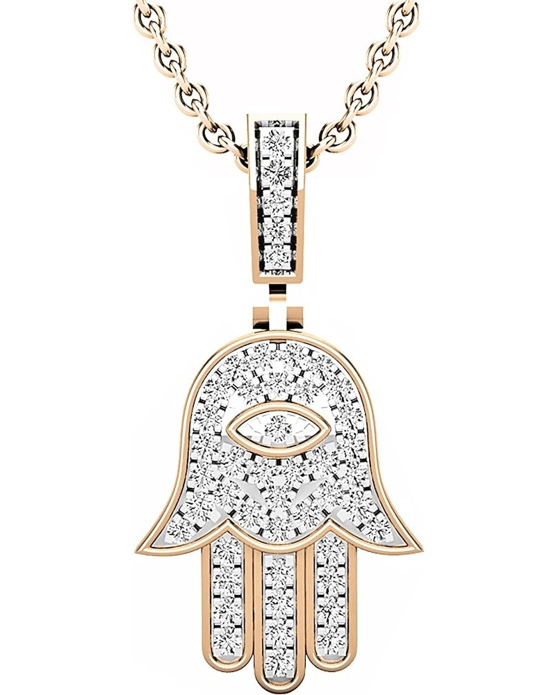 0.25 Carat (ctw) Round White Diamond Ladies Small Hamsa Hand of Fatima Charm Pendant 1/4 CT Rose Gold 10K $234.40 Pendants