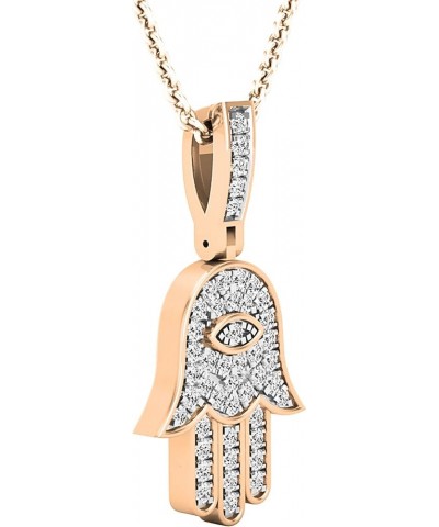 0.25 Carat (ctw) Round White Diamond Ladies Small Hamsa Hand of Fatima Charm Pendant 1/4 CT Rose Gold 10K $234.40 Pendants