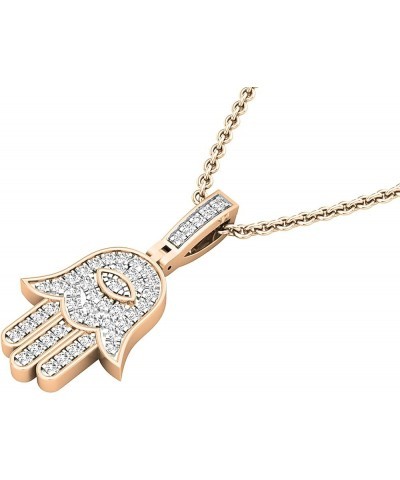 0.25 Carat (ctw) Round White Diamond Ladies Small Hamsa Hand of Fatima Charm Pendant 1/4 CT Rose Gold 10K $234.40 Pendants