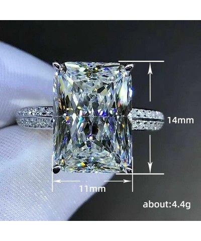 White Gold Plated Silver Engagement Wedding Ring with Large Carat Emerald Cut Cubic Zirconia CZ Oversized 6 Carat 3A Zircon E...