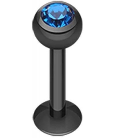 Blackline PVD Gem Ball Steel Labret 14 GA, Length: 8mm, Ball: 4mm, Black/Blue $9.85 Body Jewelry