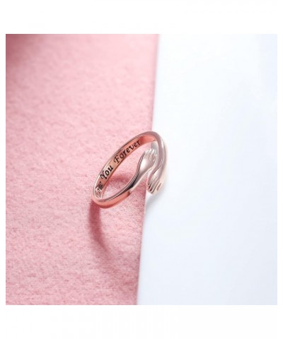 Hug Ring Sterling Silver Adjustable - White Gold/18K Gold/Rose Gold Plated Couple Hug Ring Hugging Rings for Women Mens Weddi...