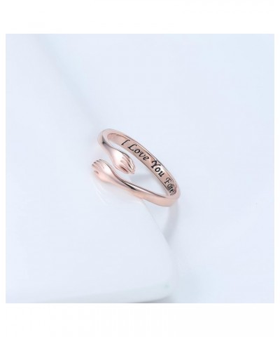 Hug Ring Sterling Silver Adjustable - White Gold/18K Gold/Rose Gold Plated Couple Hug Ring Hugging Rings for Women Mens Weddi...