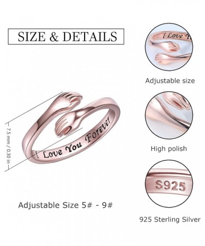 Hug Ring Sterling Silver Adjustable - White Gold/18K Gold/Rose Gold Plated Couple Hug Ring Hugging Rings for Women Mens Weddi...