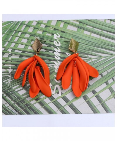 Rose Petal Dangle Earrings for Women Girls Acrylic Flower Petal Tassel Earrings Drop Statement Floral Tassel Earrings Orange-...