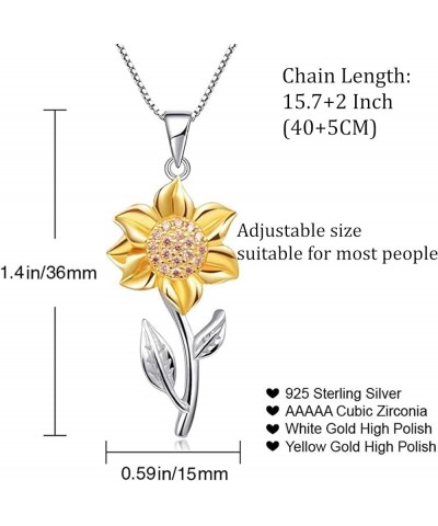 Sunflower Necklace for Women 925 Sterling Silver Sunflower Pendant Necklace Bracelet Anklet 18K Gold Plated CZ Sunflower Jewe...