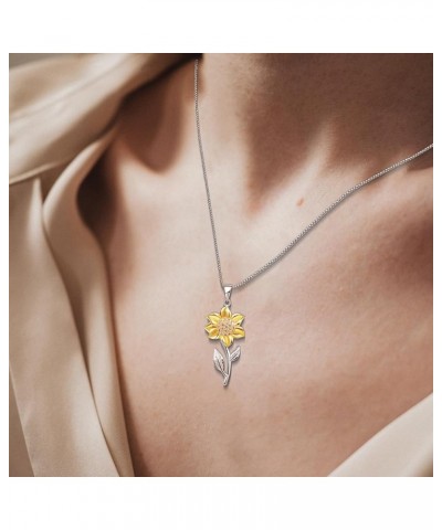 Sunflower Necklace for Women 925 Sterling Silver Sunflower Pendant Necklace Bracelet Anklet 18K Gold Plated CZ Sunflower Jewe...