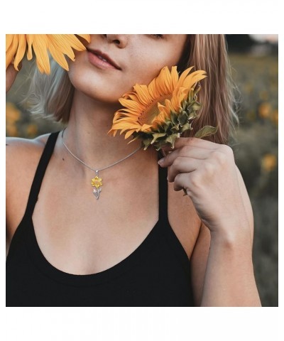 Sunflower Necklace for Women 925 Sterling Silver Sunflower Pendant Necklace Bracelet Anklet 18K Gold Plated CZ Sunflower Jewe...