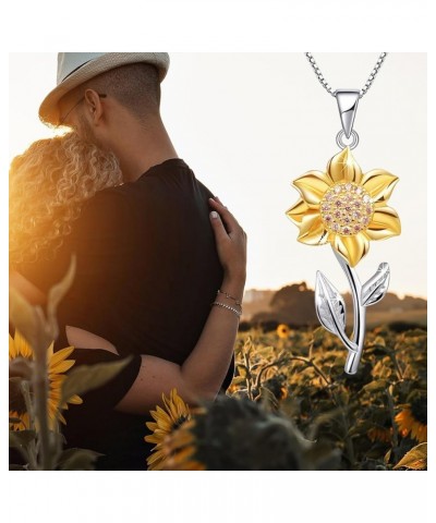 Sunflower Necklace for Women 925 Sterling Silver Sunflower Pendant Necklace Bracelet Anklet 18K Gold Plated CZ Sunflower Jewe...