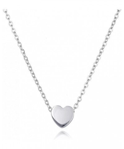 Gold Plated Non Tarnish Stainless Steel Necklace Dainty Heart Pendant Choker for Women Silver $7.00 Necklaces