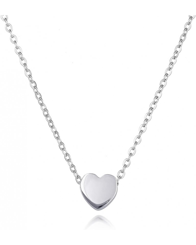 Gold Plated Non Tarnish Stainless Steel Necklace Dainty Heart Pendant Choker for Women Silver $7.00 Necklaces