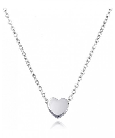 Gold Plated Non Tarnish Stainless Steel Necklace Dainty Heart Pendant Choker for Women Silver $7.00 Necklaces