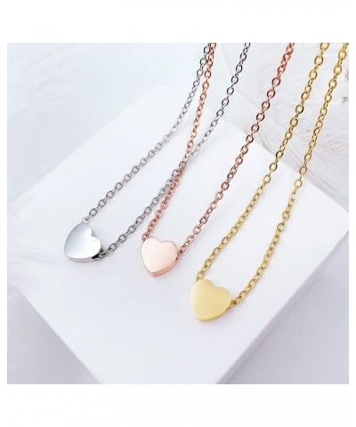 Gold Plated Non Tarnish Stainless Steel Necklace Dainty Heart Pendant Choker for Women Silver $7.00 Necklaces