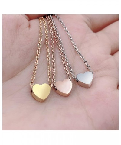 Gold Plated Non Tarnish Stainless Steel Necklace Dainty Heart Pendant Choker for Women Silver $7.00 Necklaces