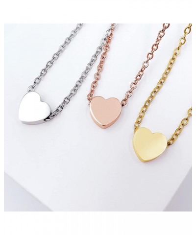 Gold Plated Non Tarnish Stainless Steel Necklace Dainty Heart Pendant Choker for Women Silver $7.00 Necklaces